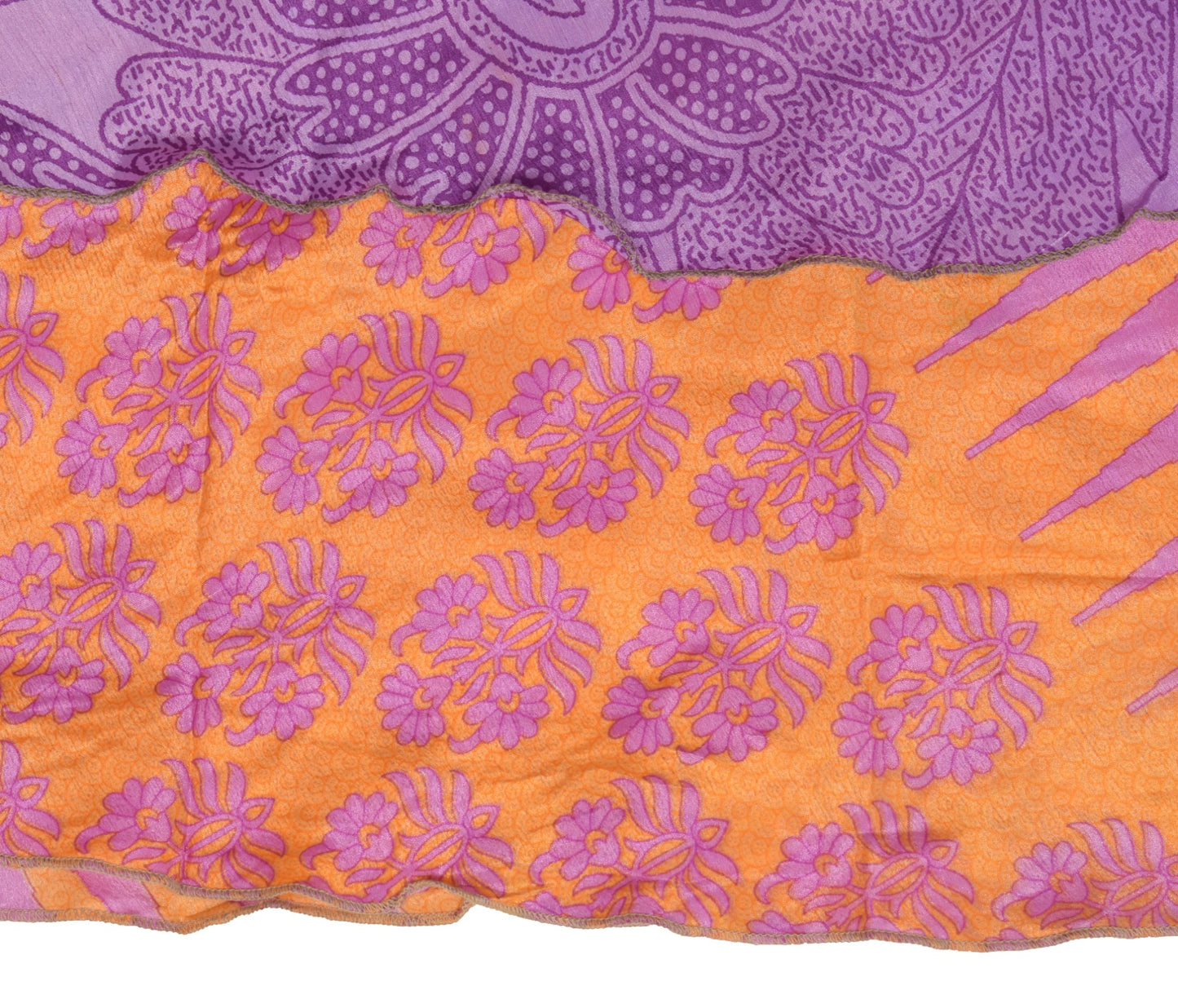 Sushila Vintage Art Silk Saree Magic Wrap Reversible Skirt Floral Beach Dress