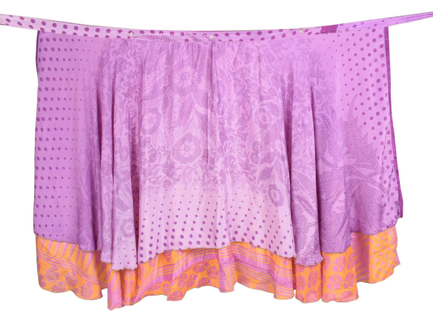 Sushila Vintage Art Silk Saree Magic Wrap Reversible Skirt Floral Beach Dress