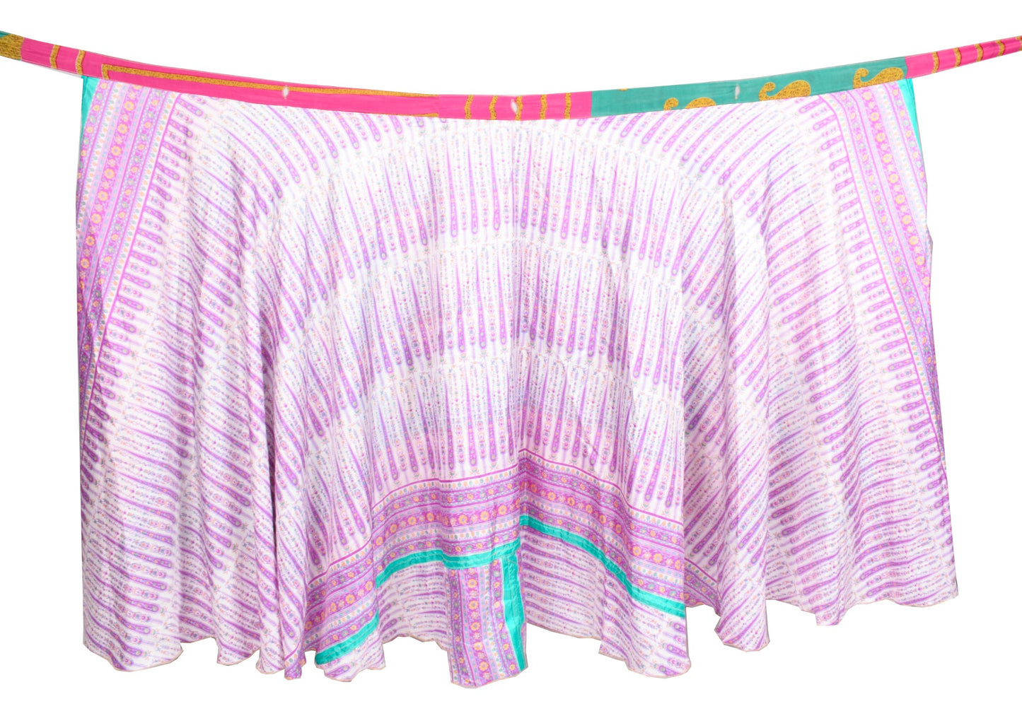 Sushila Vintage Magenta Saree Magic Wrap Reversible Skirt Art Silk Beach Dress Boho