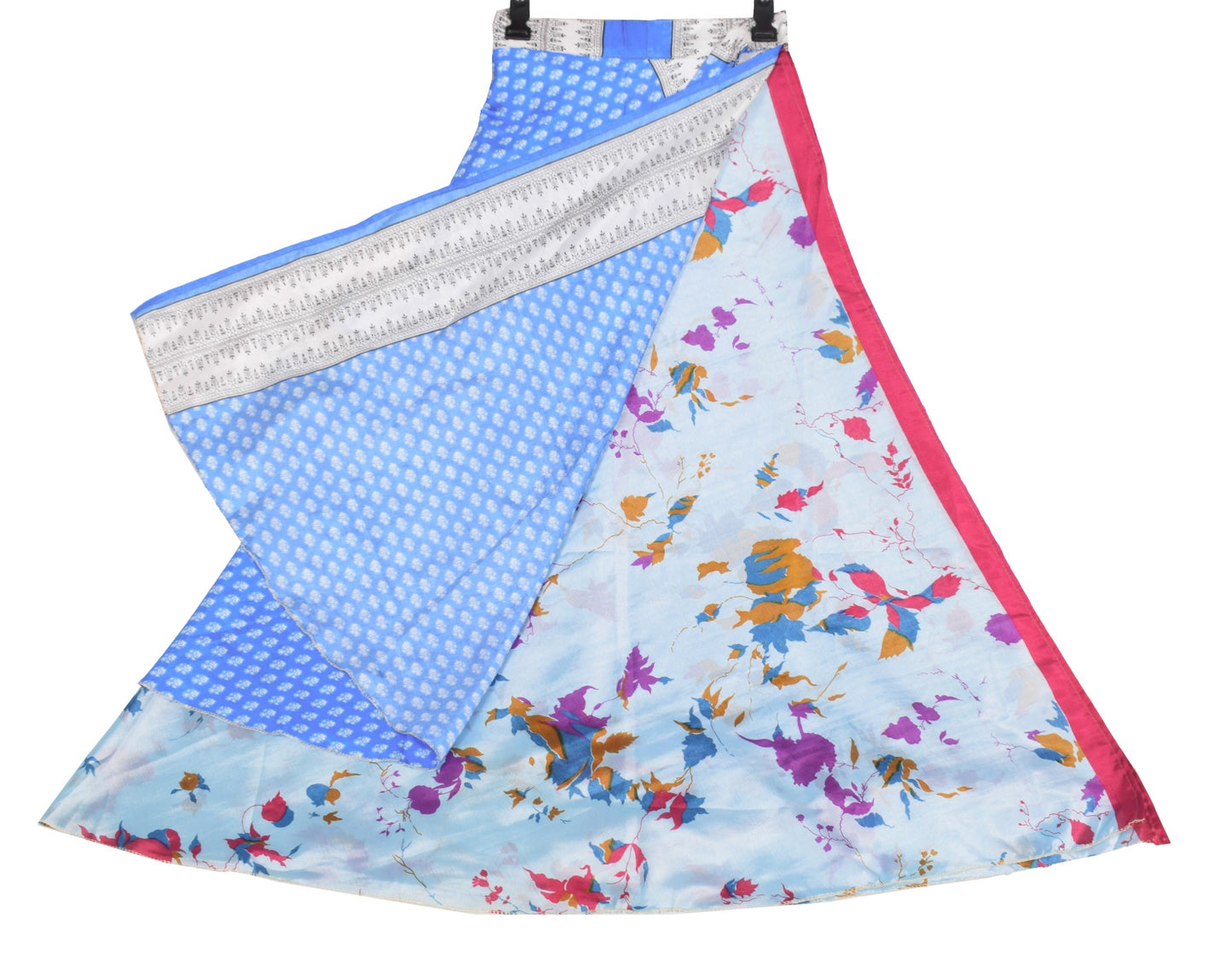 Sushila Vintage Saree Magic Wrap Reversible Skirt Beach Dress  Art Silk Hippie