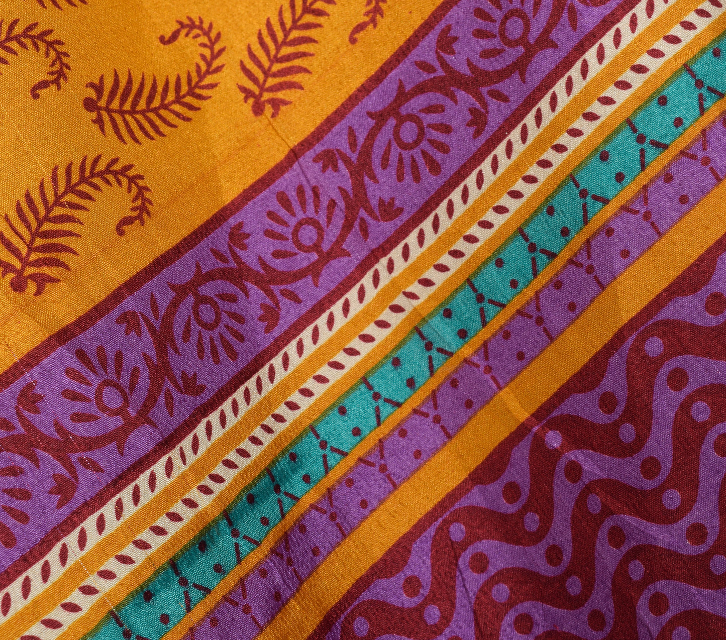 Sushila Vintage Orange Blue Saree Magic Wrap Reversible Skirt Art Silk Beach Dres