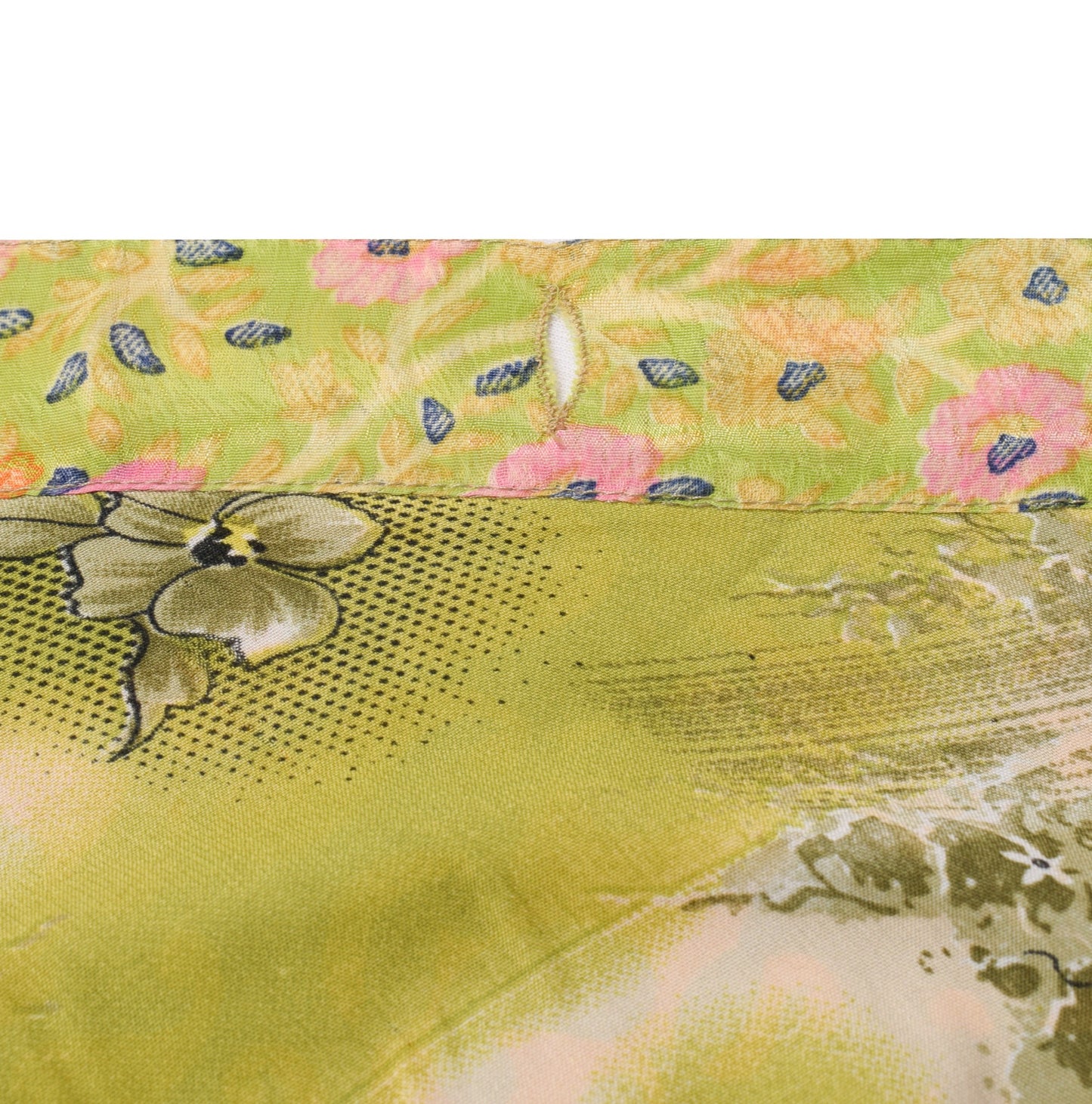 Sushila Vintage Floral Green Saree Magic Wrap Beach Dress Art Silk Reversible Skirt