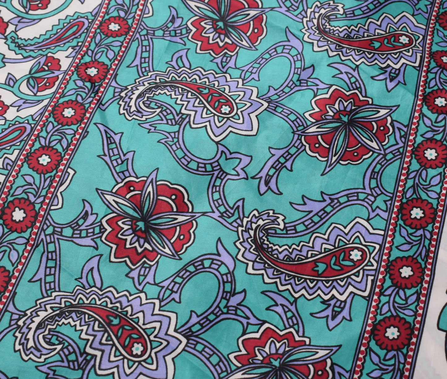 Sushila Vintage ArtSilk Saree Magic Wrap Aqua Green Reversible Skirt BeachDress