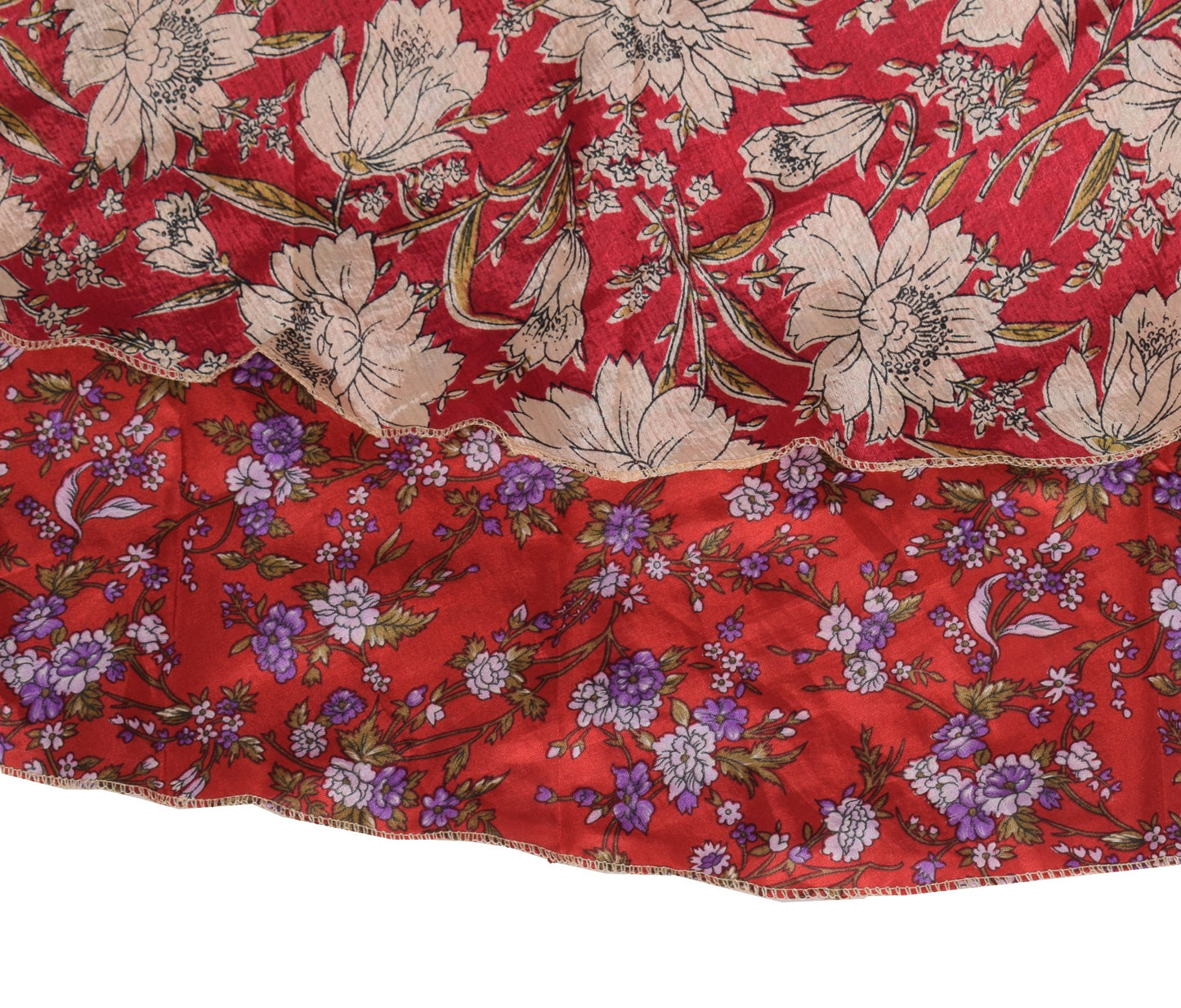 Sushila Vintage Floral Art Silk Saree Magic Wrap Reversible Skirt Beach Dress
