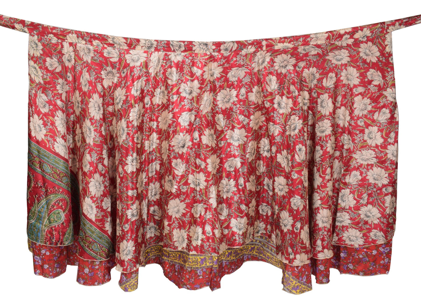 Sushila Vintage Floral Art Silk Saree Magic Wrap Reversible Skirt Beach Dress