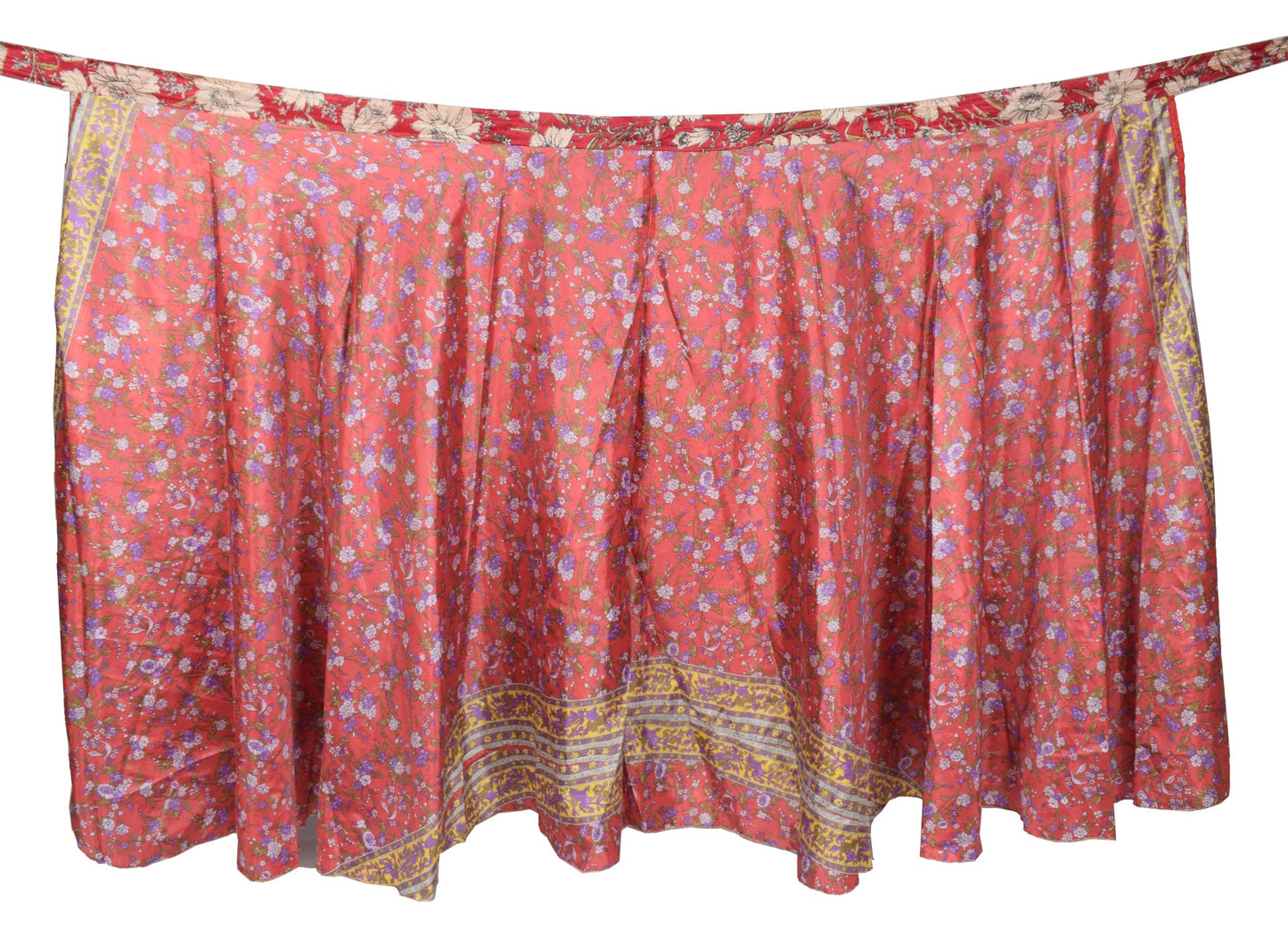 Sushila Vintage Floral Art Silk Saree Magic Wrap Reversible Skirt Beach Dress
