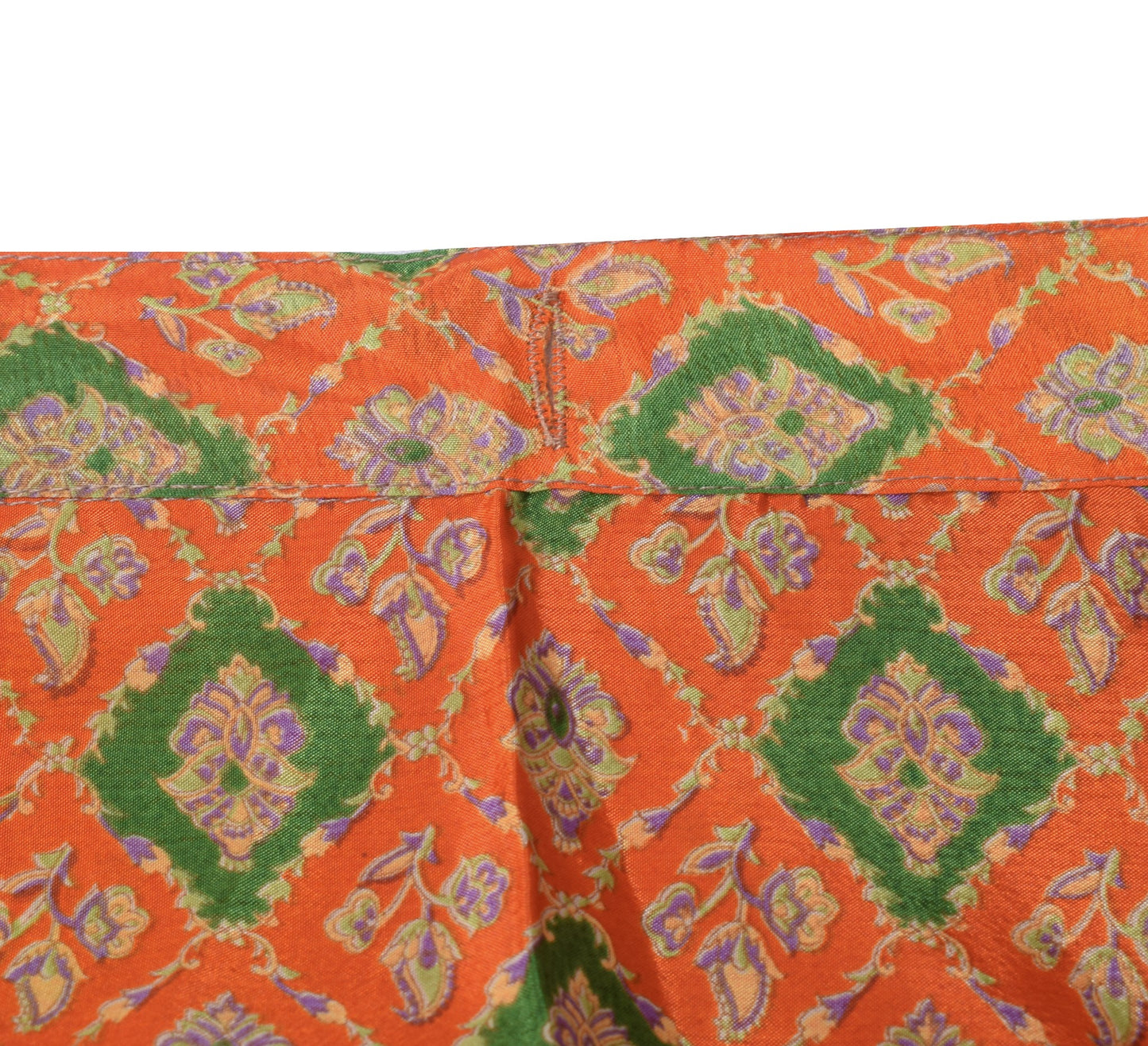 Sushila Vintage Dark Orange Saree Magic Wrap Reversible Skirt Art Silk Beach Dress