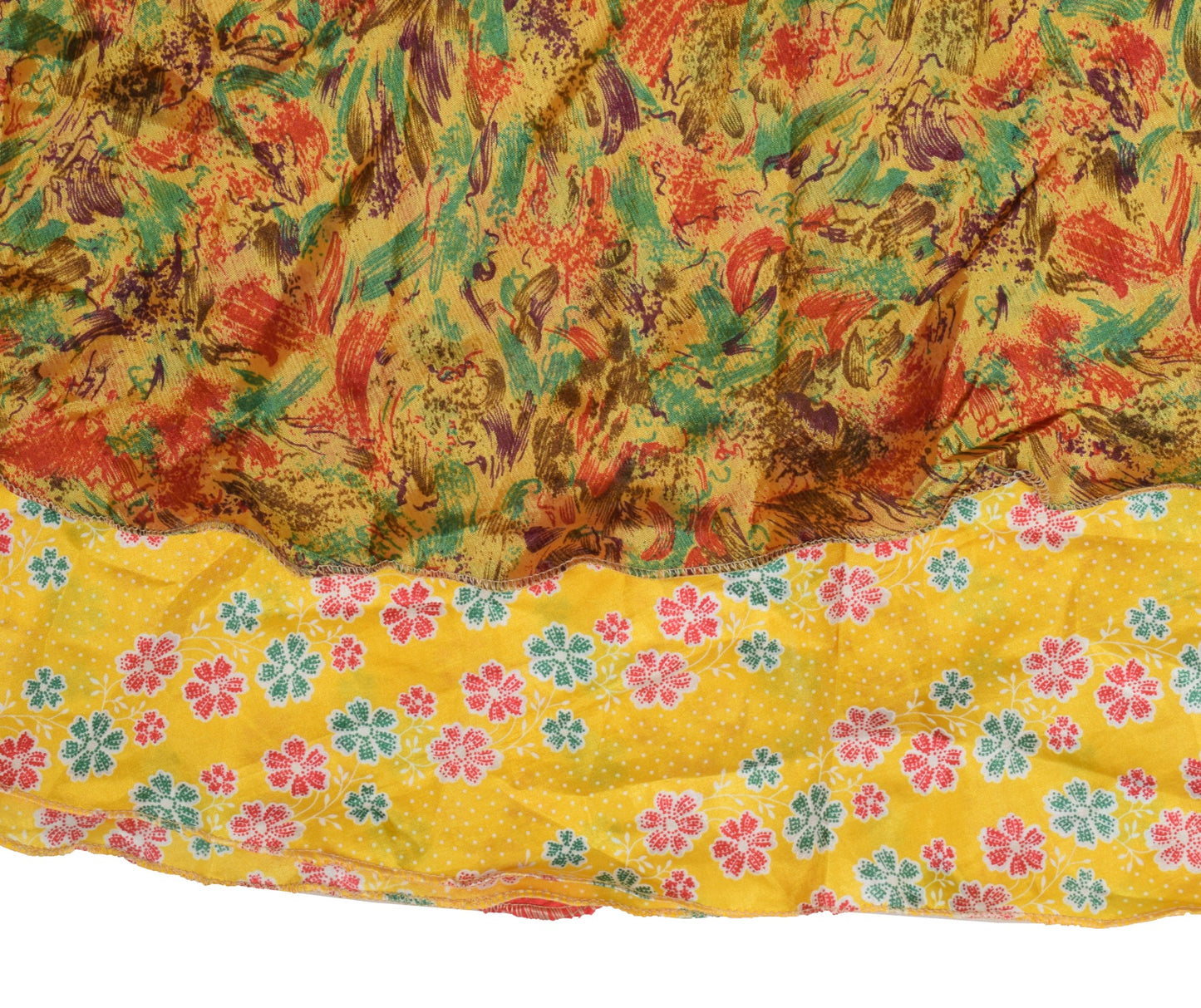 Sushila Vintage Yellow Art Silk Saree Magic Wrap Reversible Skirt Beach Dress