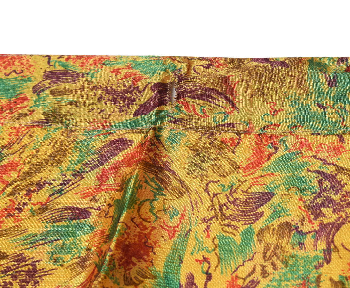 Sushila Vintage Yellow Art Silk Saree Magic Wrap Reversible Skirt Beach Dress