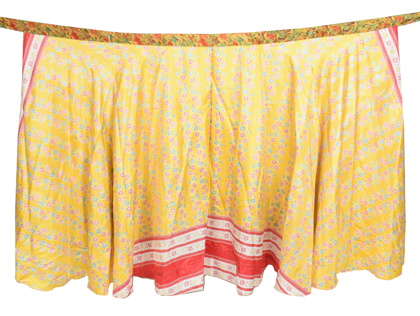 Sushila Vintage Yellow Art Silk Saree Magic Wrap Reversible Skirt Beach Dress