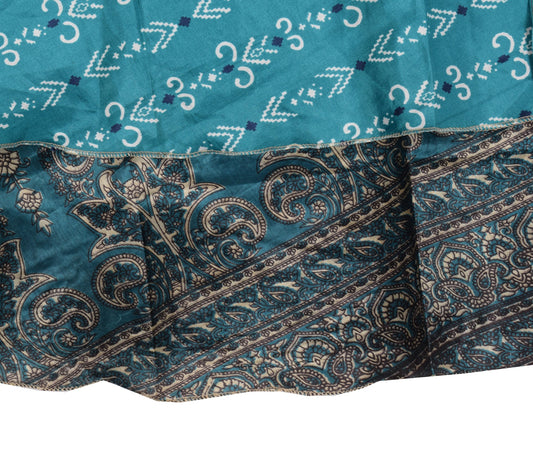 Sushila Vintage Tal Blue Art Silk Saree Magic Wrap Reversible Skirt Beach Dress