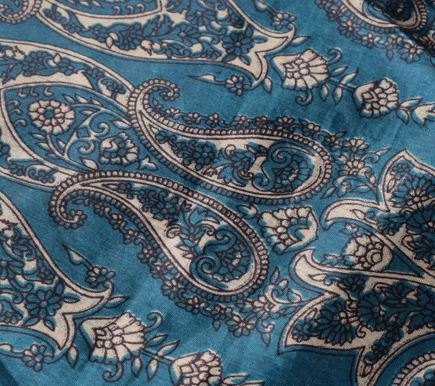 Sushila Vintage Tal Blue Art Silk Saree Magic Wrap Reversible Skirt Beach Dress