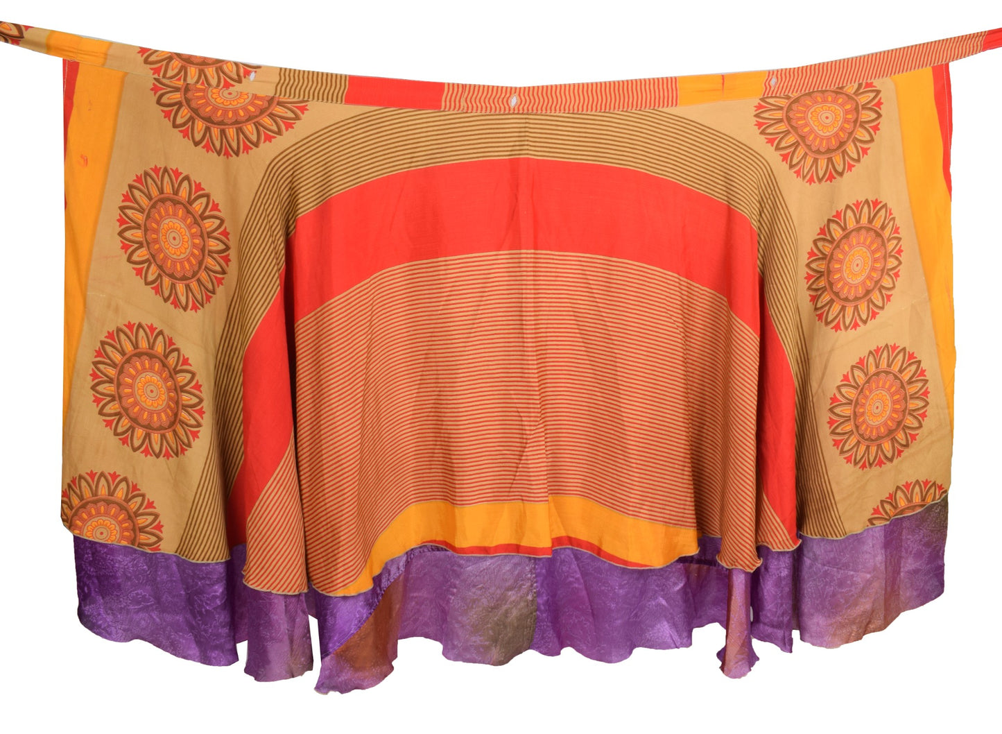 Sushila Vintage Purple Saree Magic Wrap Reversible Skirt Art Silk Beach Dress Boho