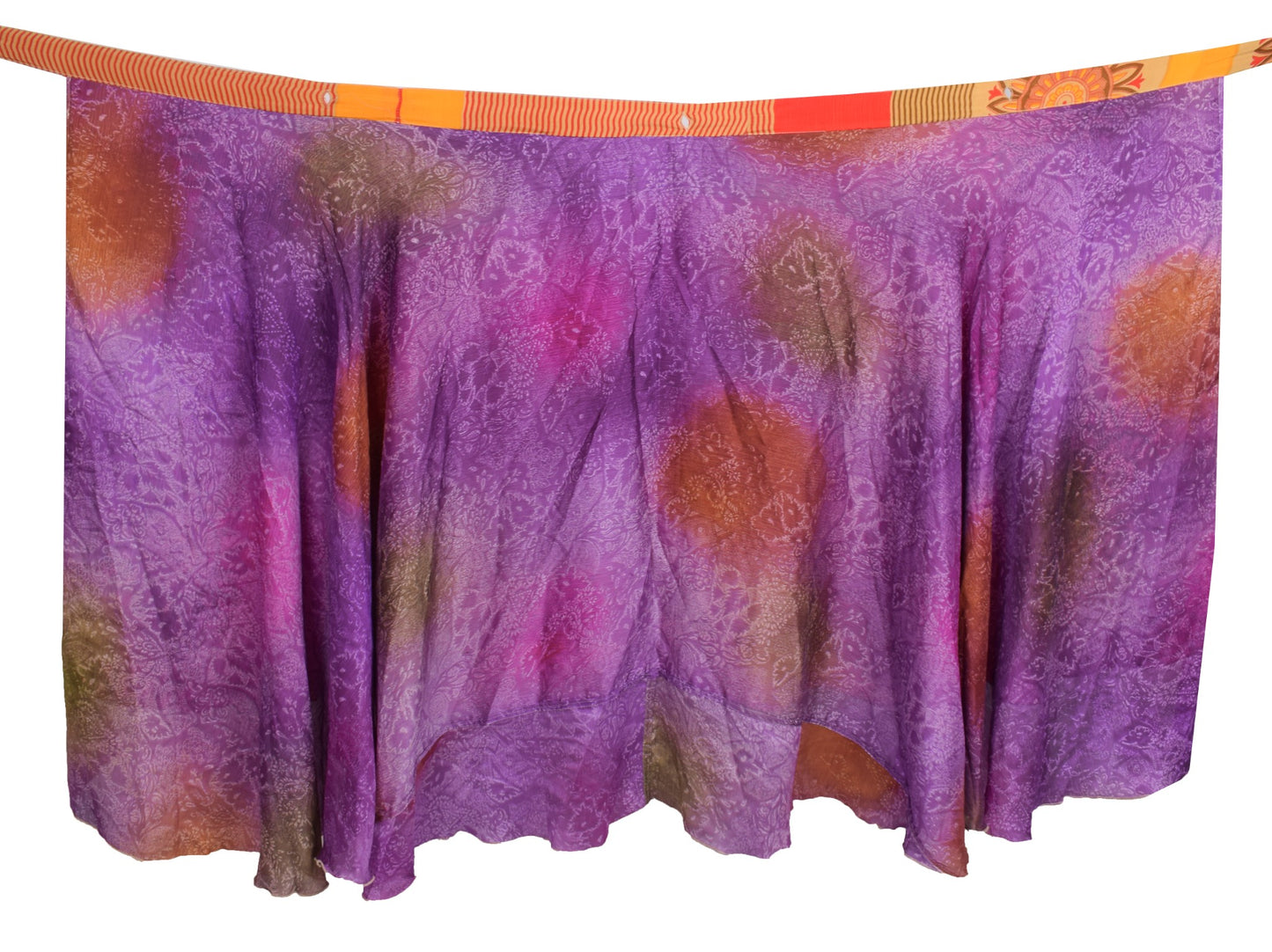 Sushila Vintage Purple Saree Magic Wrap Reversible Skirt Art Silk Beach Dress Boho