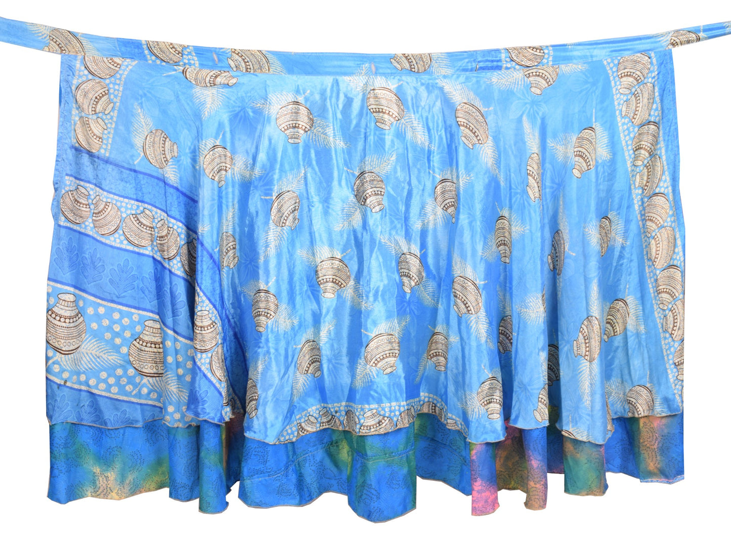 Sushila Vintage Magic Wrap Reversible Skirt Floral Art Silk Saree Beach Dress