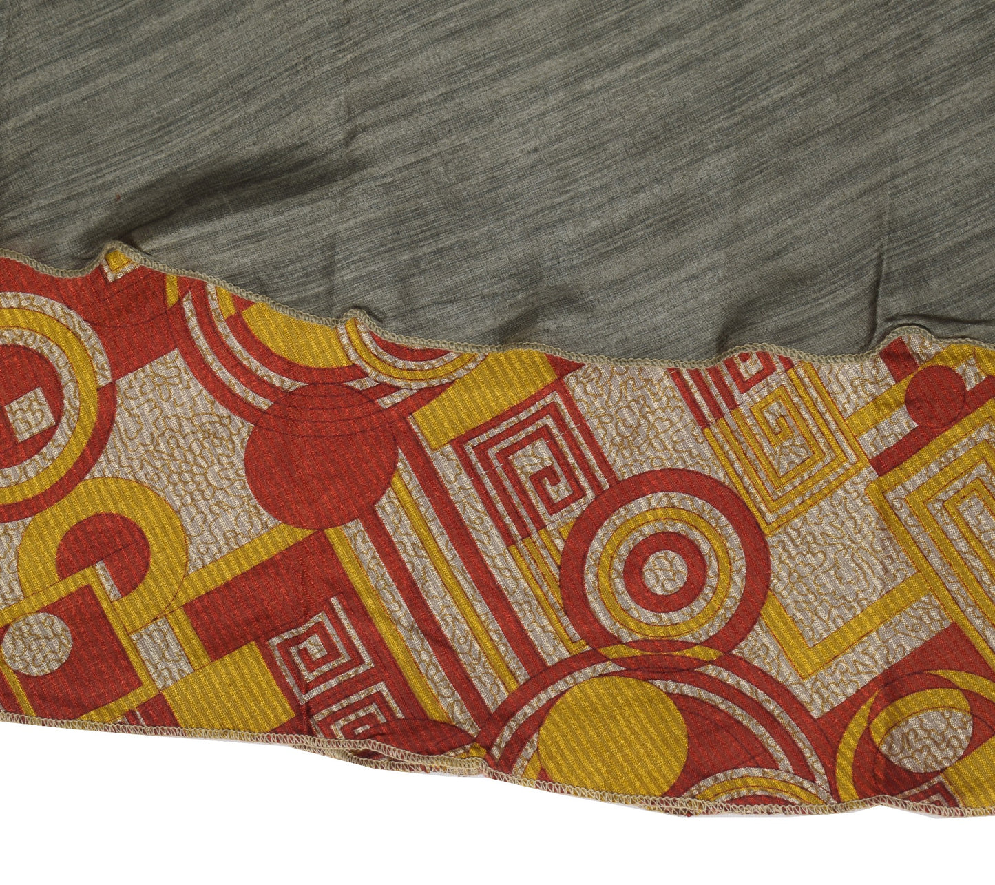 Sushila Vintage Art Silk Saree Magic Wrap Reversible Skirt Greyish Green Beach Dress