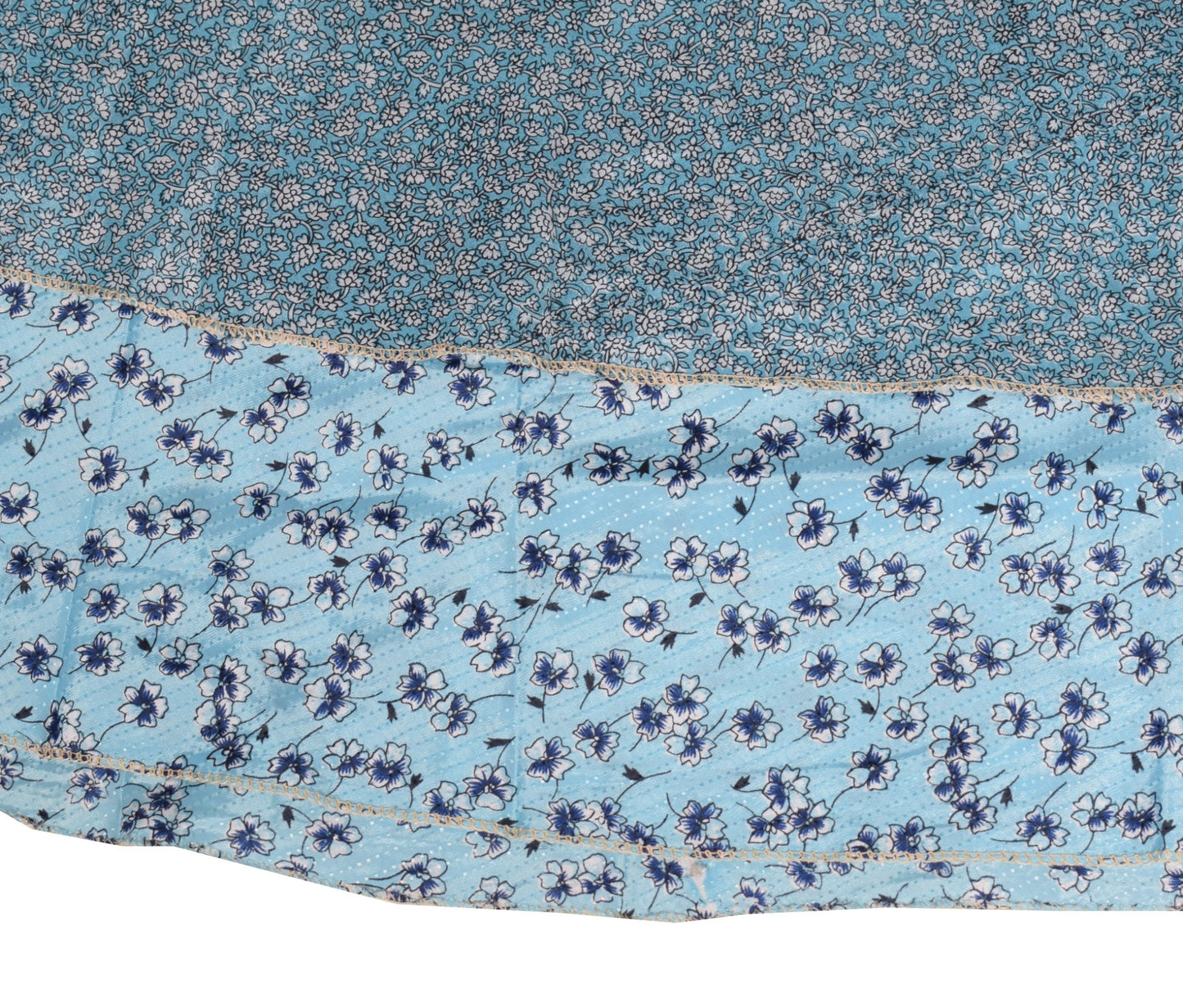 Sushila Vintage Sky Blue Magic Wrap Reversible Skirt Art Silk Saree Beach Dress