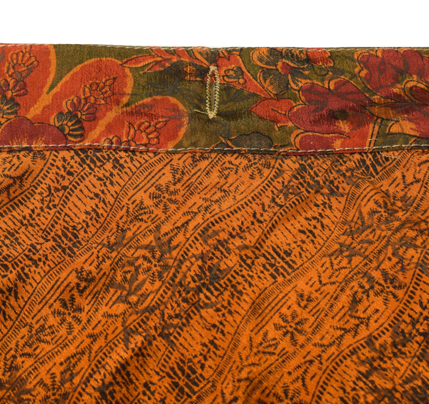 Sushila Vintage Art Silk Saree Magic Wrap Reversible Skirt Beach Dress Rust Hippie