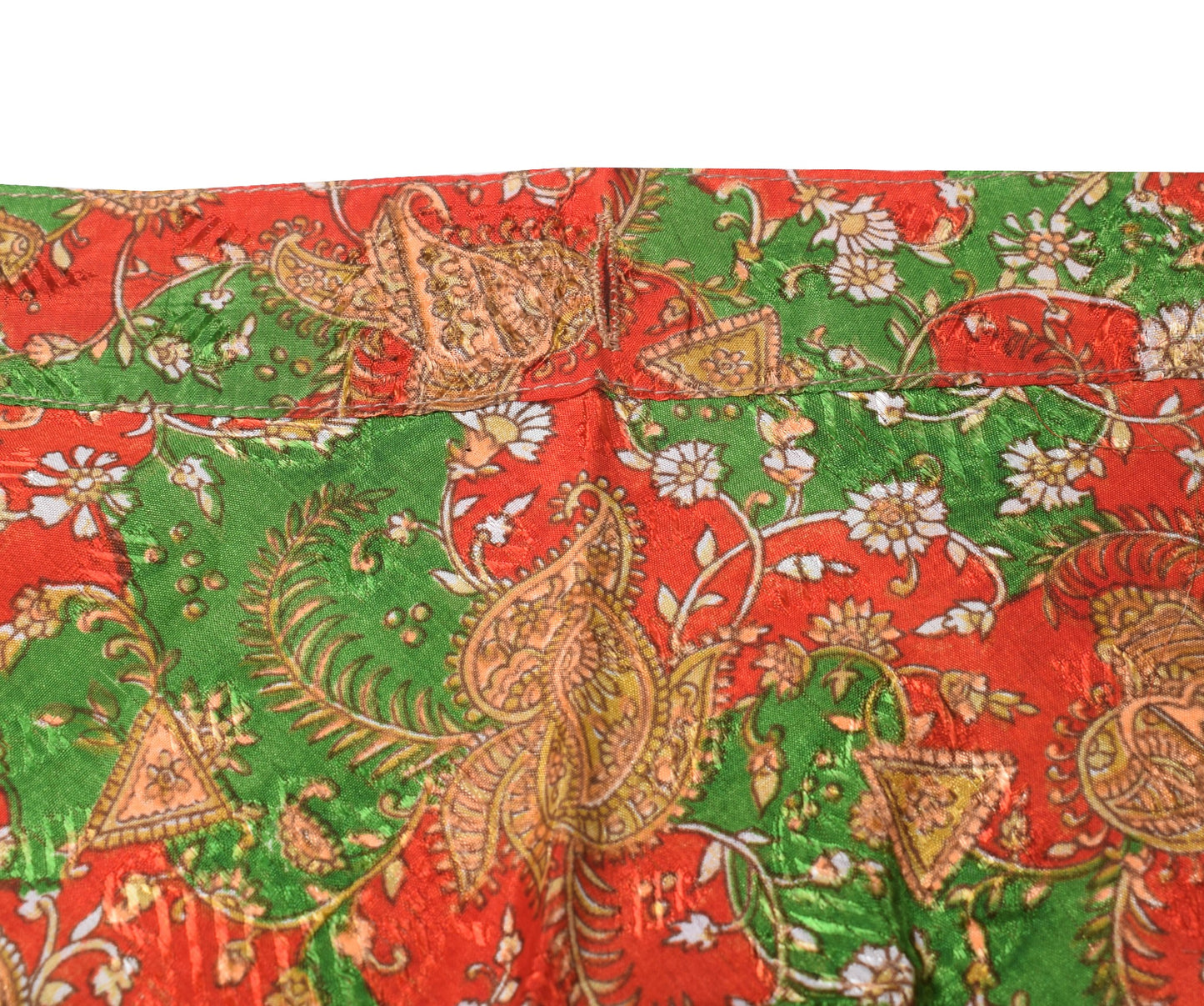 Sushila Vintage Art Silk Saree Magic Wrap Red Reversible Skirt Floral Beach Dress