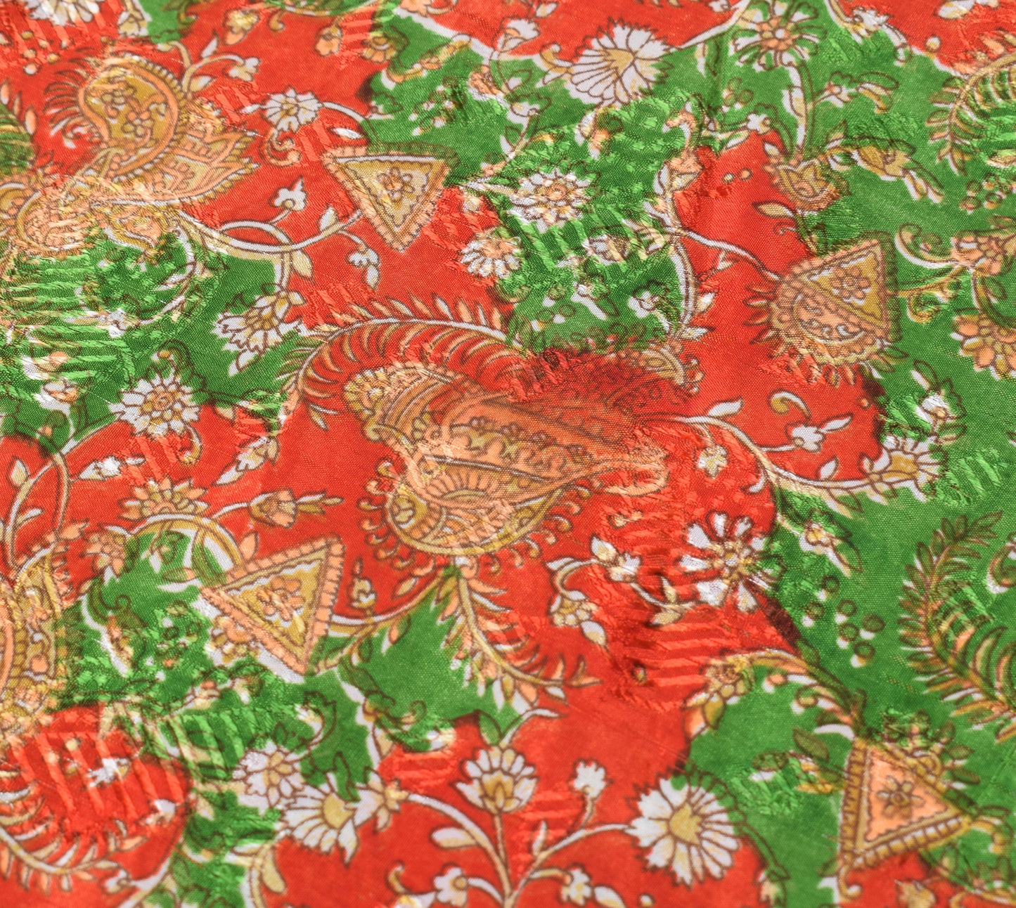 Sushila Vintage Art Silk Saree Magic Wrap Red Reversible Skirt Floral Beach Dress