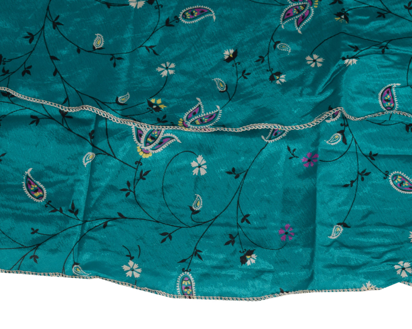 Sushila Vintage Magic Wrap Reversible Skirt Art Silk Saree Beach Dress Teal Blue