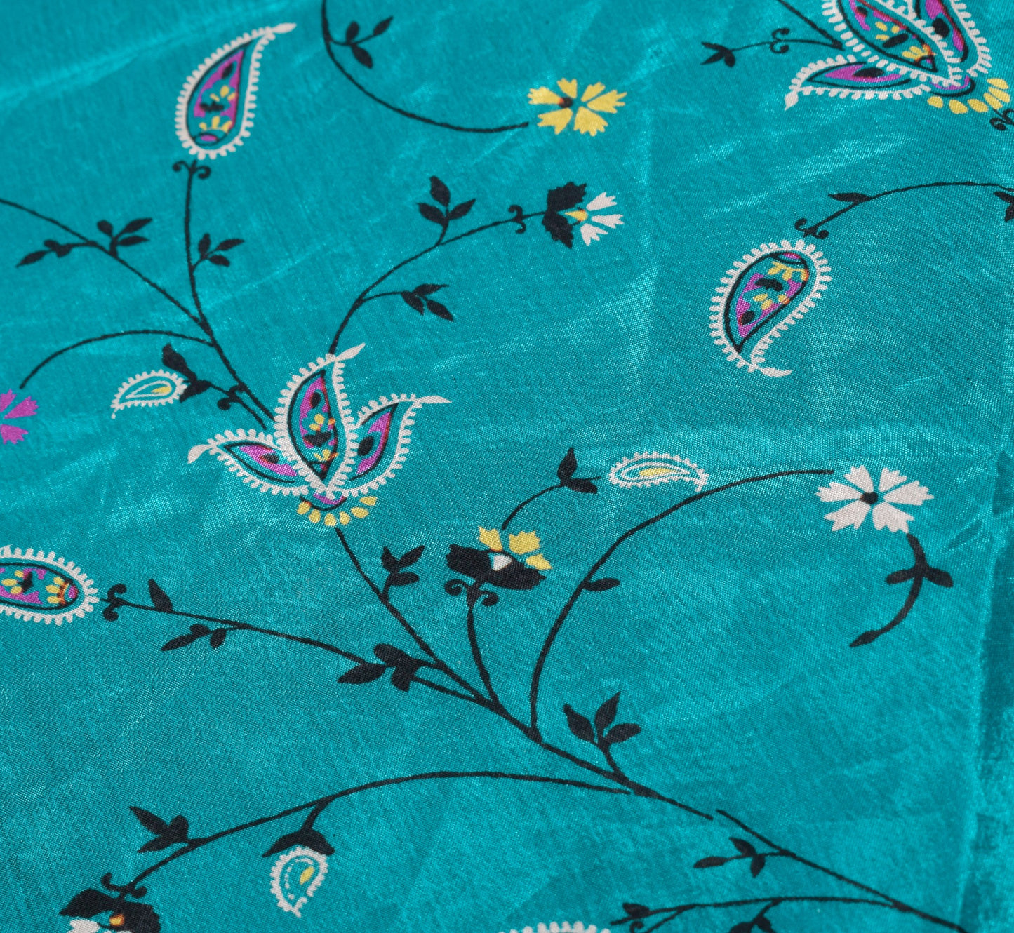 Sushila Vintage Magic Wrap Reversible Skirt Art Silk Saree Beach Dress Teal Blue