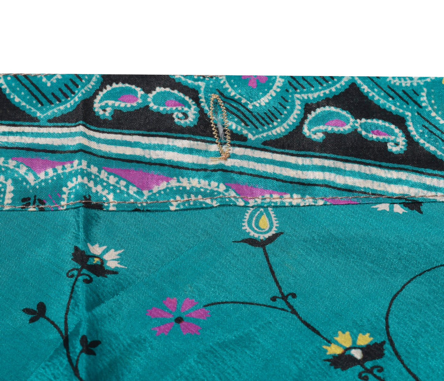 Sushila Vintage Magic Wrap Reversible Skirt Art Silk Saree Beach Dress Teal Blue