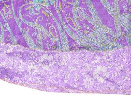Sushila Vintage Lavender Magic Wrap Art Silk Saree Reversible Skirt Beach Dress
