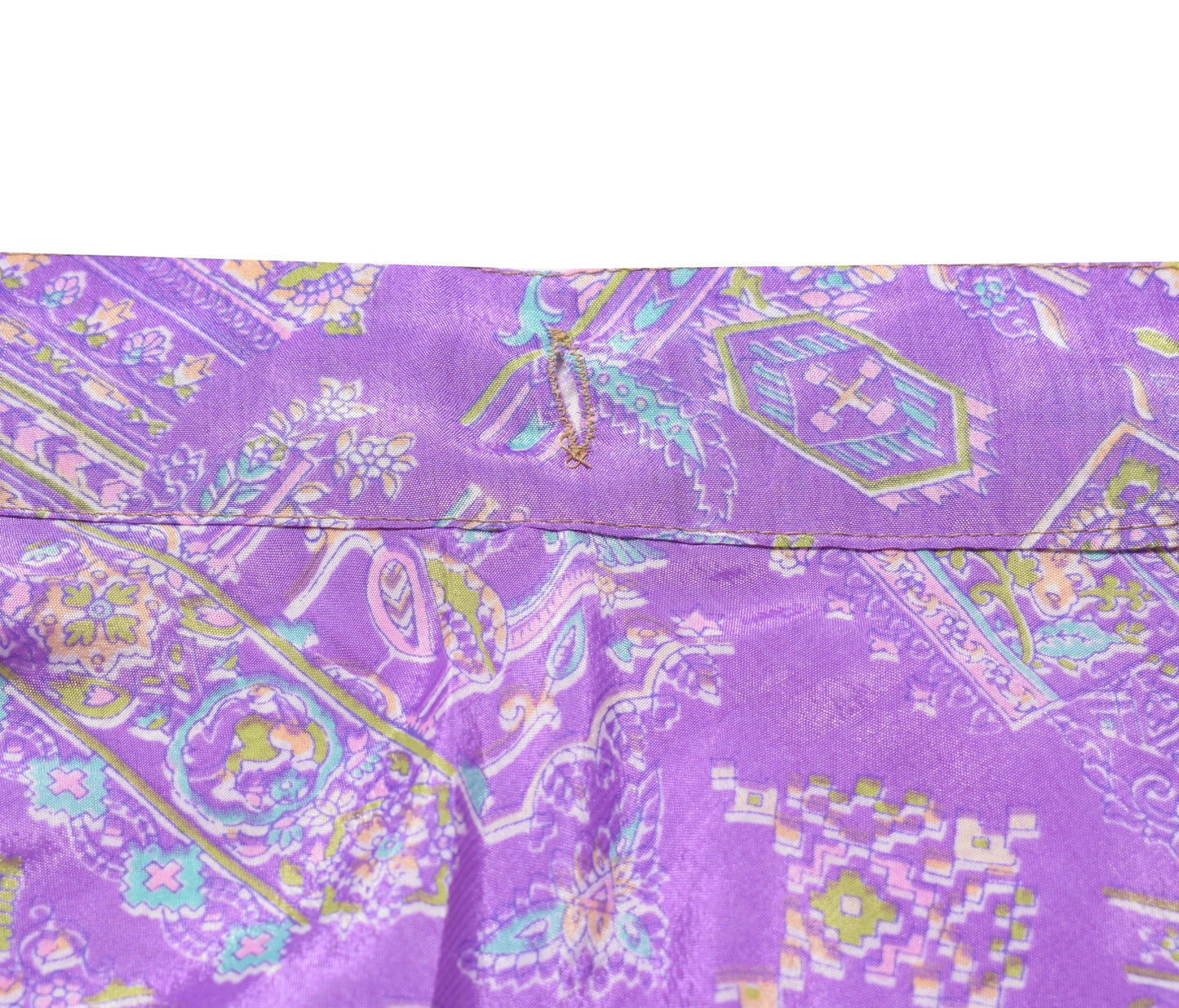 Sushila Vintage Lavender Magic Wrap Art Silk Saree Reversible Skirt Beach Dress