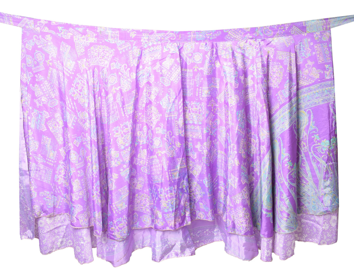 Sushila Vintage Lavender Magic Wrap Art Silk Saree Reversible Skirt Beach Dress