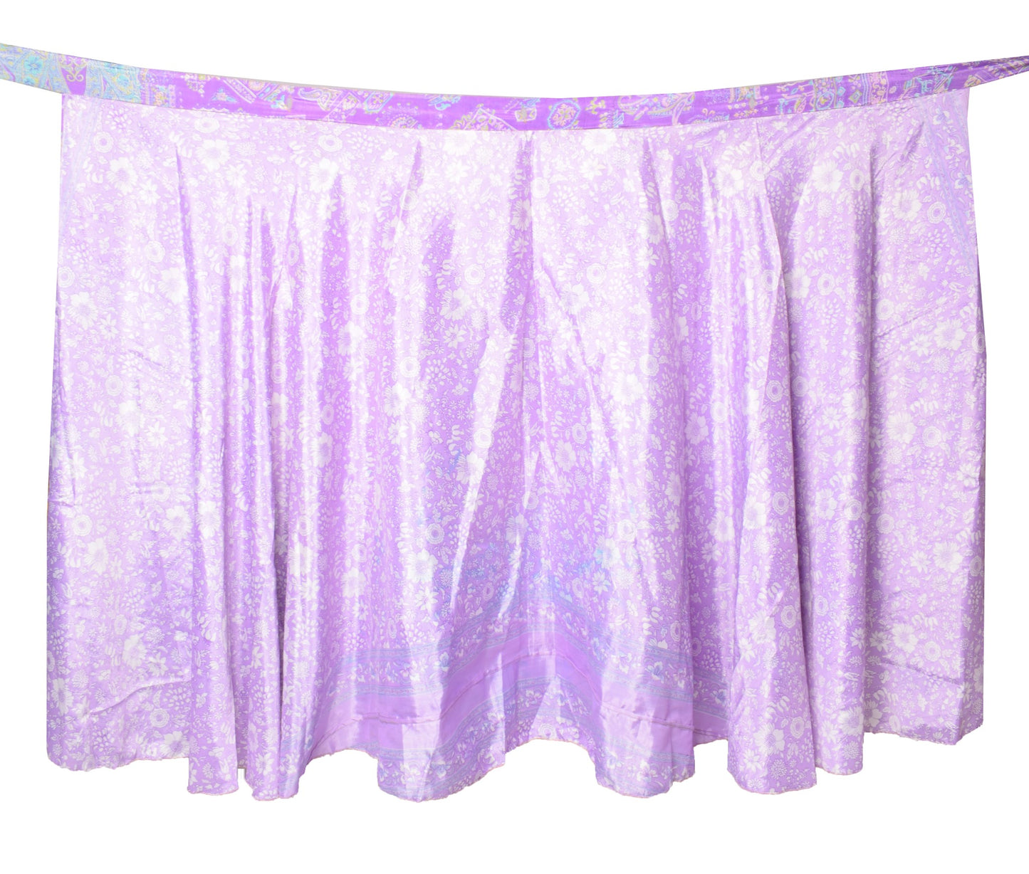 Sushila Vintage Lavender Magic Wrap Art Silk Saree Reversible Skirt Beach Dress
