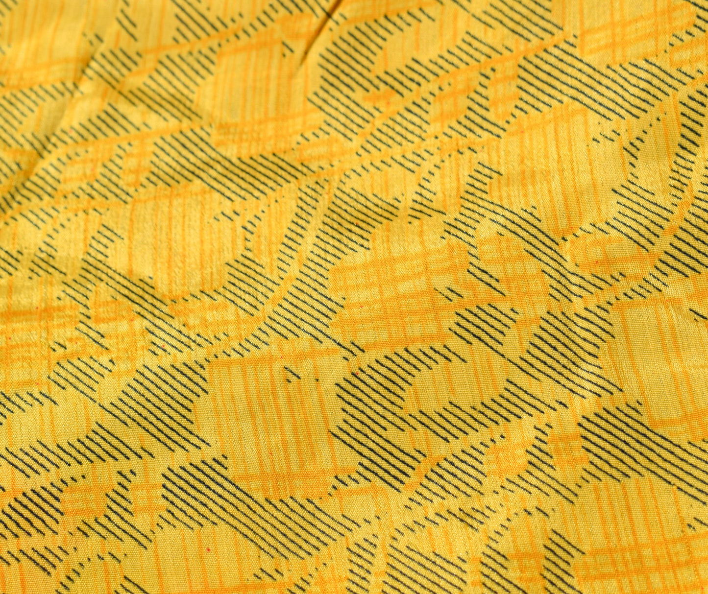 Sushila Vintage Yellow Black Art Silk Saree Magic Wrap Reversible Skirt Beach Dress
