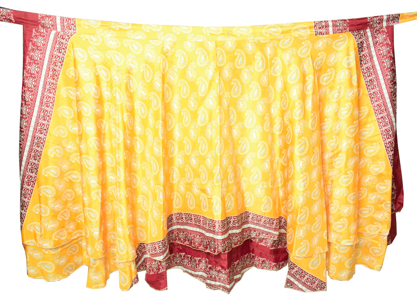 Sushila Vintage Saree Magic Wrap Reversible Skirt Yellow Art Silk Beach Dress