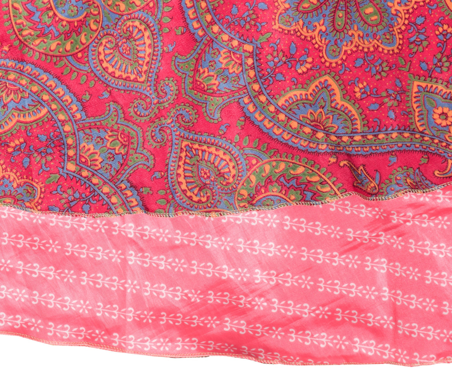 Sushila Vintage Silk Saree Magic Wrap Reversible Skirt Beach Dress Floral Pink