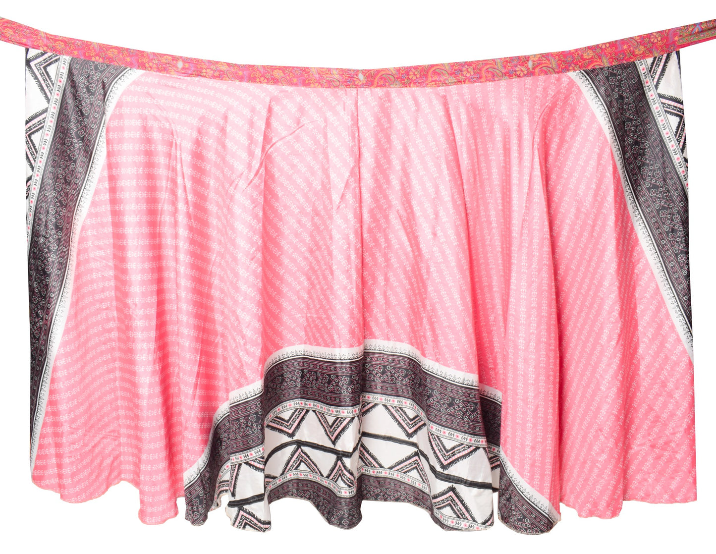 Sushila Vintage Silk Saree Magic Wrap Reversible Skirt Beach Dress Floral Pink