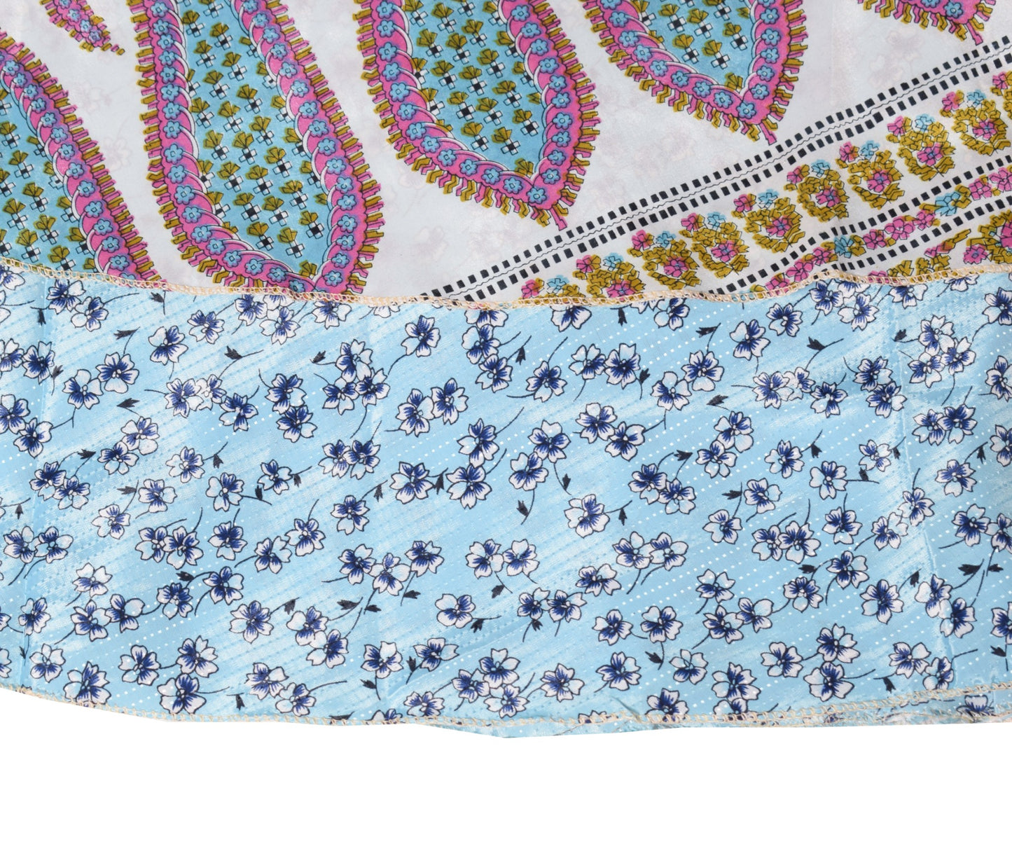 Sushila Vintage Silk Saree Magic Wrap Reversible Sky Blue Skirt Beach Dress Boho