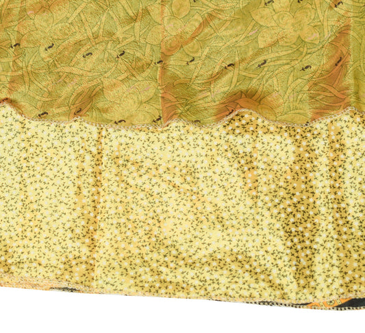 Sushila Vintage Floral Yellow Silk Saree Magic Wrap Reversible Skirt Beach Dress