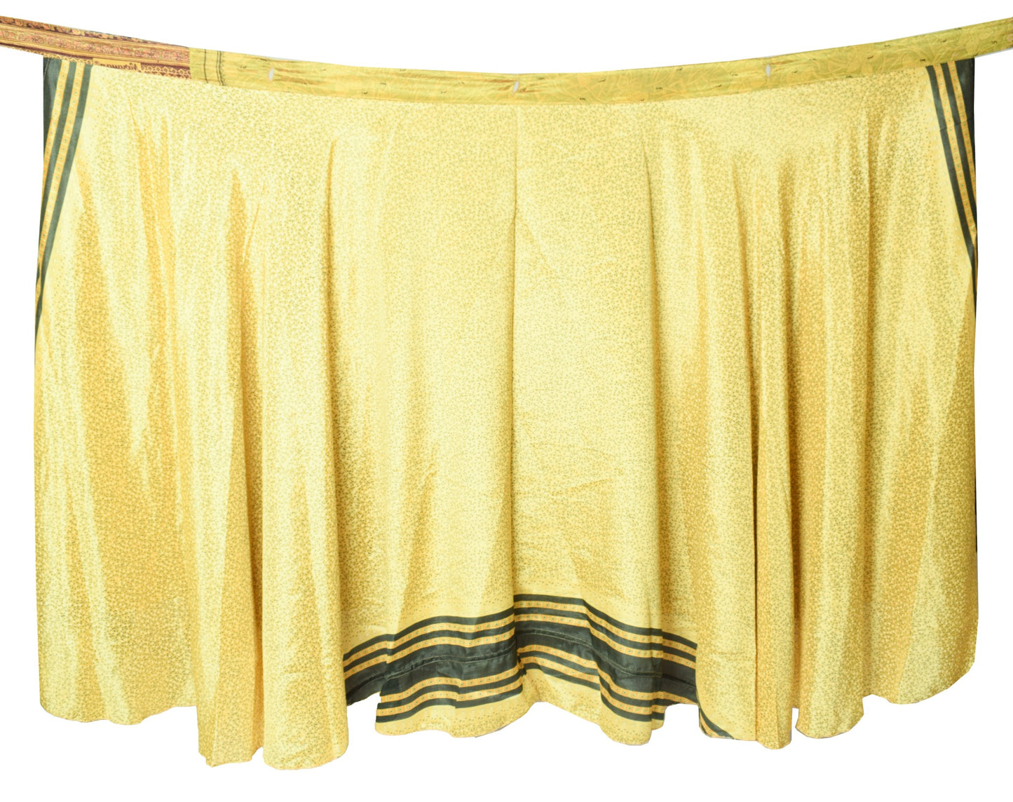 Sushila Vintage Floral Yellow Silk Saree Magic Wrap Reversible Skirt Beach Dress