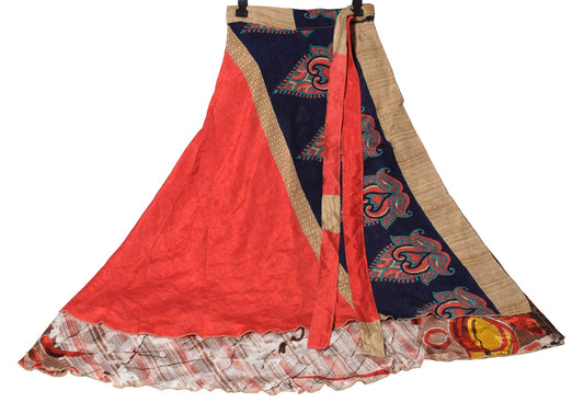 Sushila Vintage Silk Saree Magic Wrap Reversible Skirt Beach Dress Multi-Color