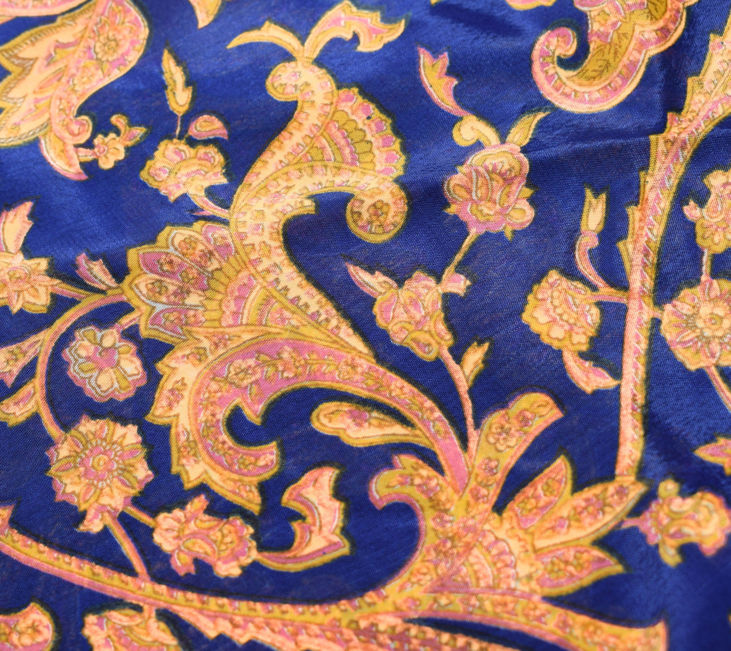 Sushila Vintage Blue 2 Layer Silk Saree Magic Wrap Reversible Skirt Beach Dress