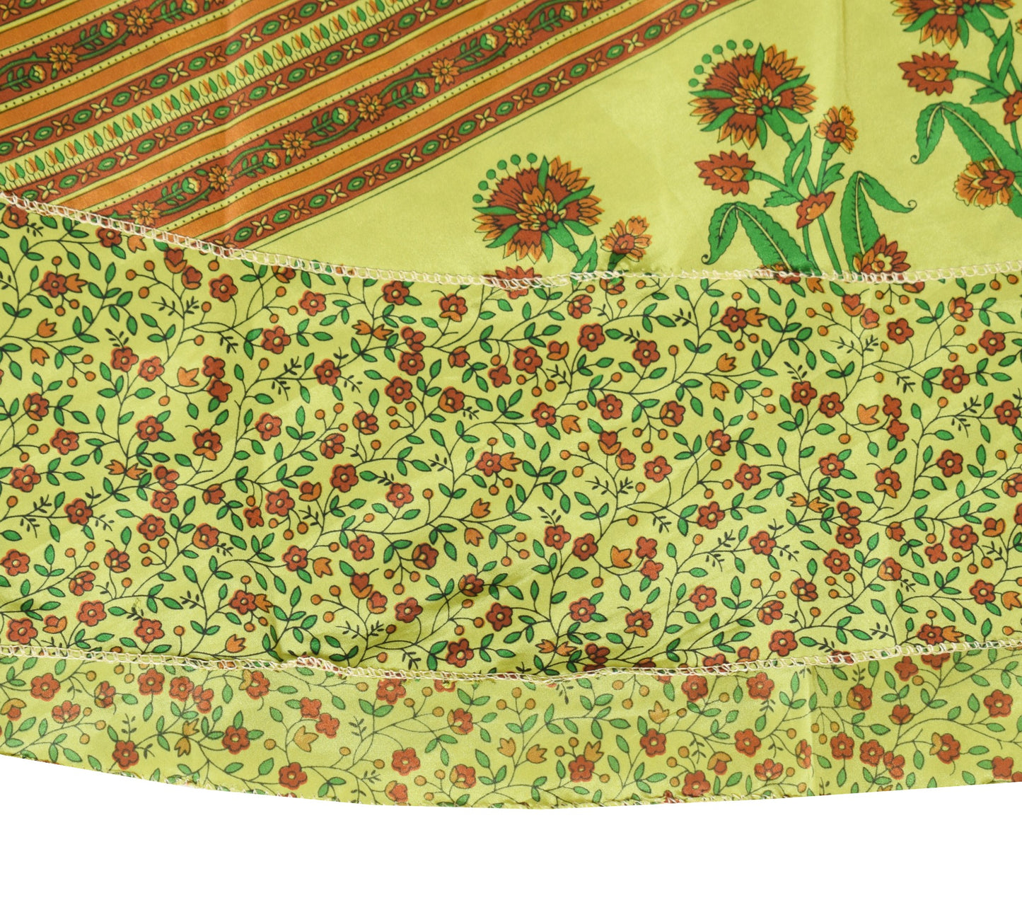 Sushila Vintage Floral Silk Saree Magic Wrap Reversible Skirt Beach Dress Green