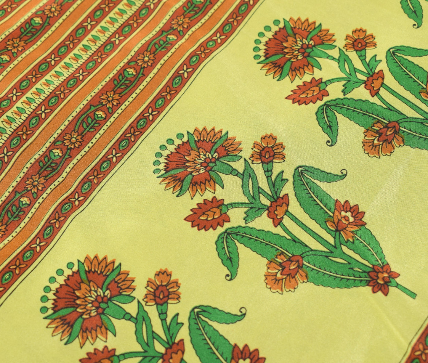 Sushila Vintage Floral Silk Saree Magic Wrap Reversible Skirt Beach Dress Green