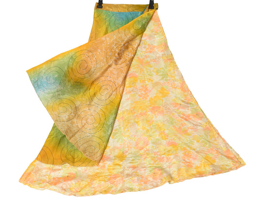 Sushila Vintage 2 Layer Silk Saree Magic Wrap Reversible Skirt Beach Dress Boho