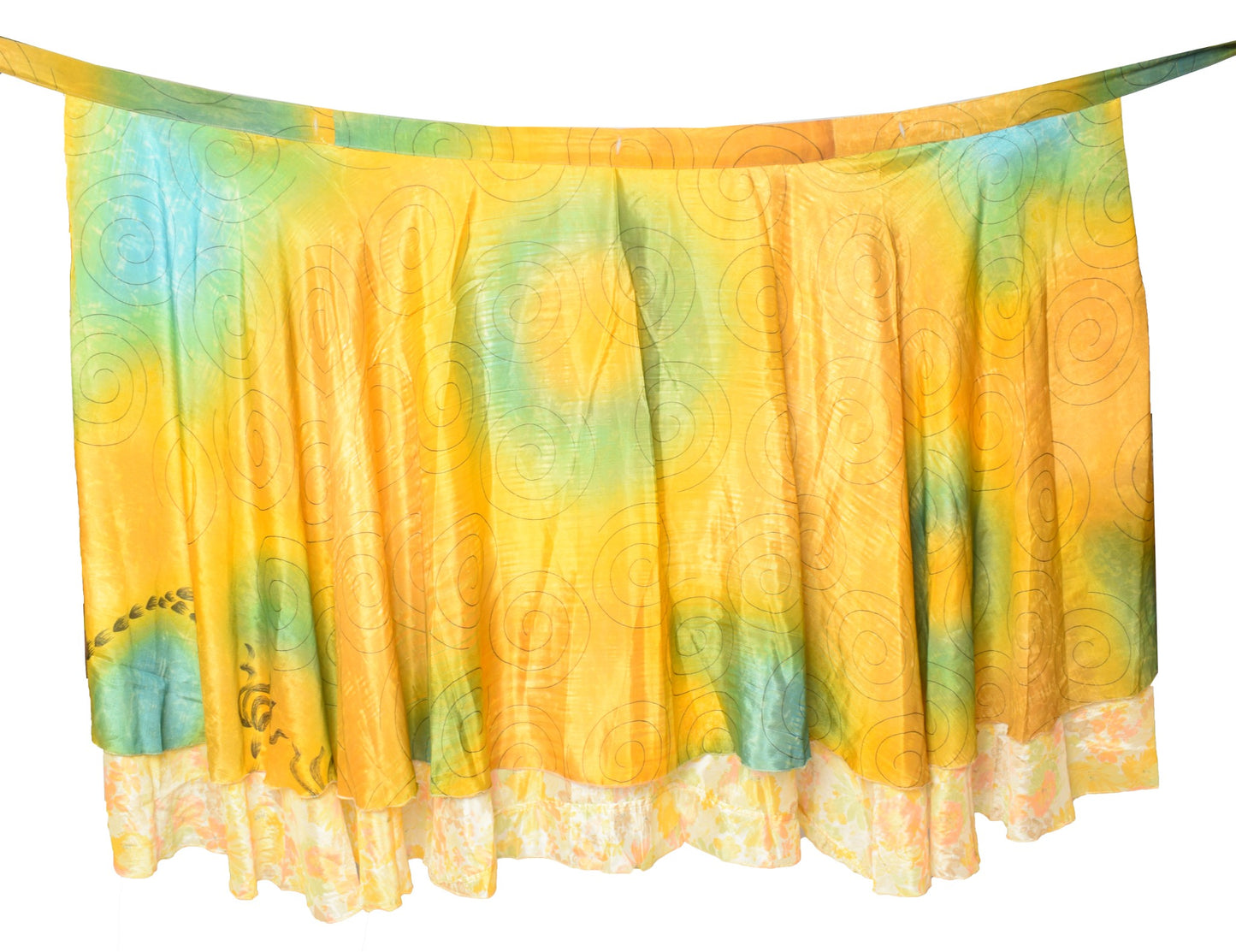 Sushila Vintage 2 Layer Silk Saree Magic Wrap Reversible Skirt Beach Dress Boho