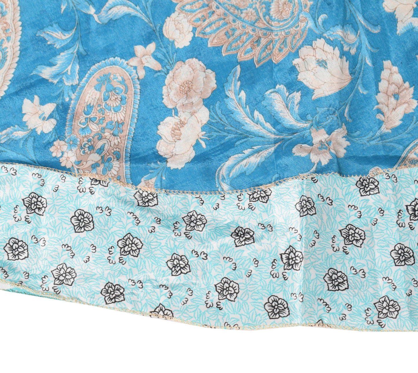 Sushila Vintage Silk Saree Magic Wrap Reversible Skirt Floral White Beach Dress