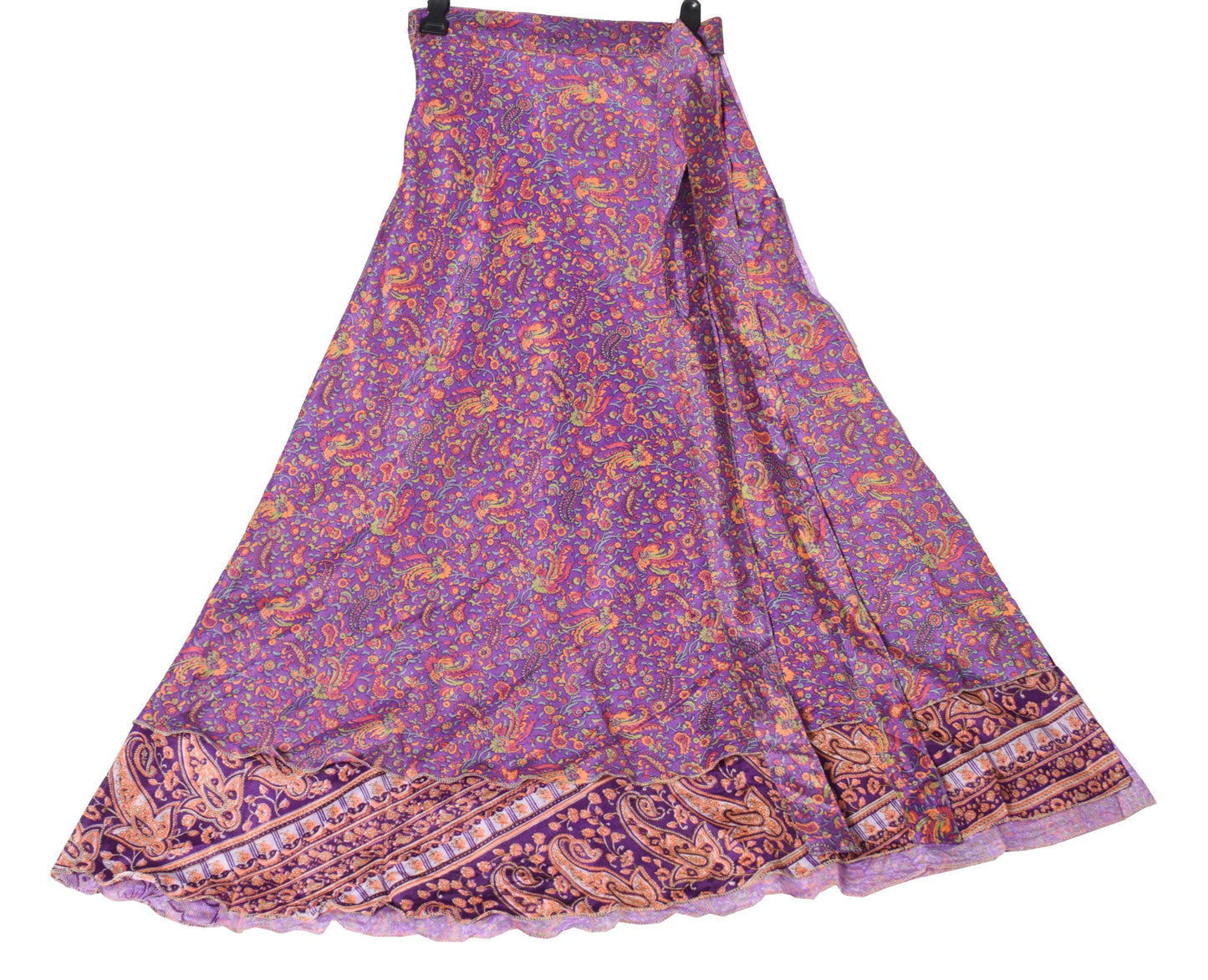 Sushila Vintage Purple Art Silk Saree Magic Wrap Reversible Skirt Beach Dress