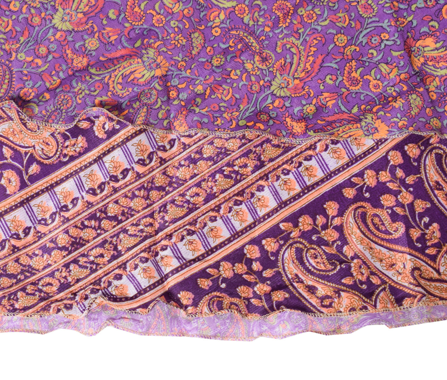 Sushila Vintage Purple Art Silk Saree Magic Wrap Reversible Skirt Beach Dress