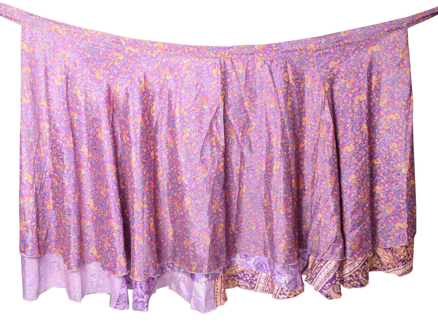 Sushila Vintage Purple Art Silk Saree Magic Wrap Reversible Skirt Beach Dress