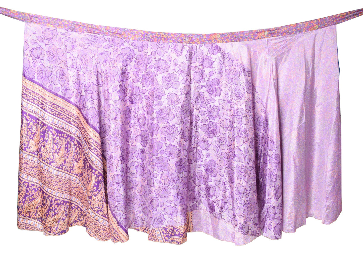 Sushila Vintage Purple Art Silk Saree Magic Wrap Reversible Skirt Beach Dress