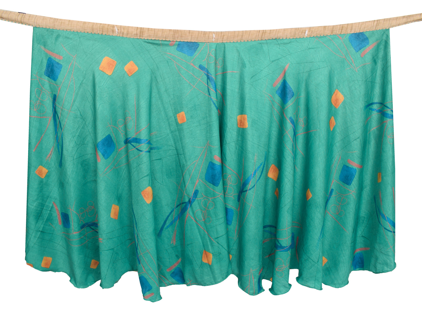 Sushila Vintage Teal Green Saree Magic Wrap Reversible Skirt Art Silk Beach Dress